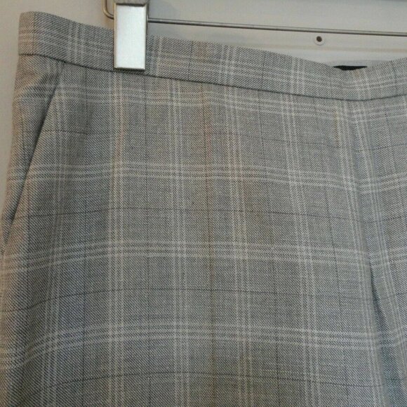 New GIORGIO ARMANI Grey Multi Color Wool Silk Linen Check Pants 46/12 Italy - Picture 2 of 5
